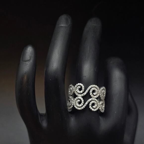 Sterling Silver Swirl CZ Ring Size 9 925 GM CZ - Picture 8 of 10